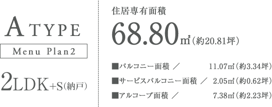 Atype 2LDK+S（納戸）